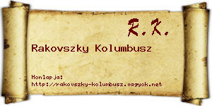 Rakovszky Kolumbusz névjegykártya